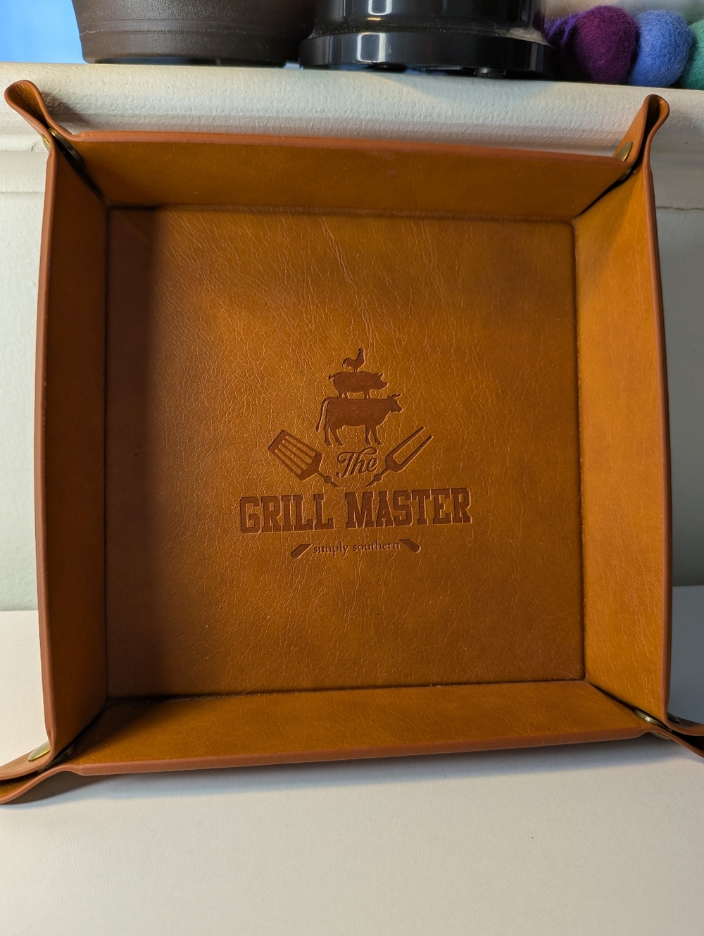 NIB Simply Southern The Grill Master Faux Leather Valet Tray Father's Day Gift